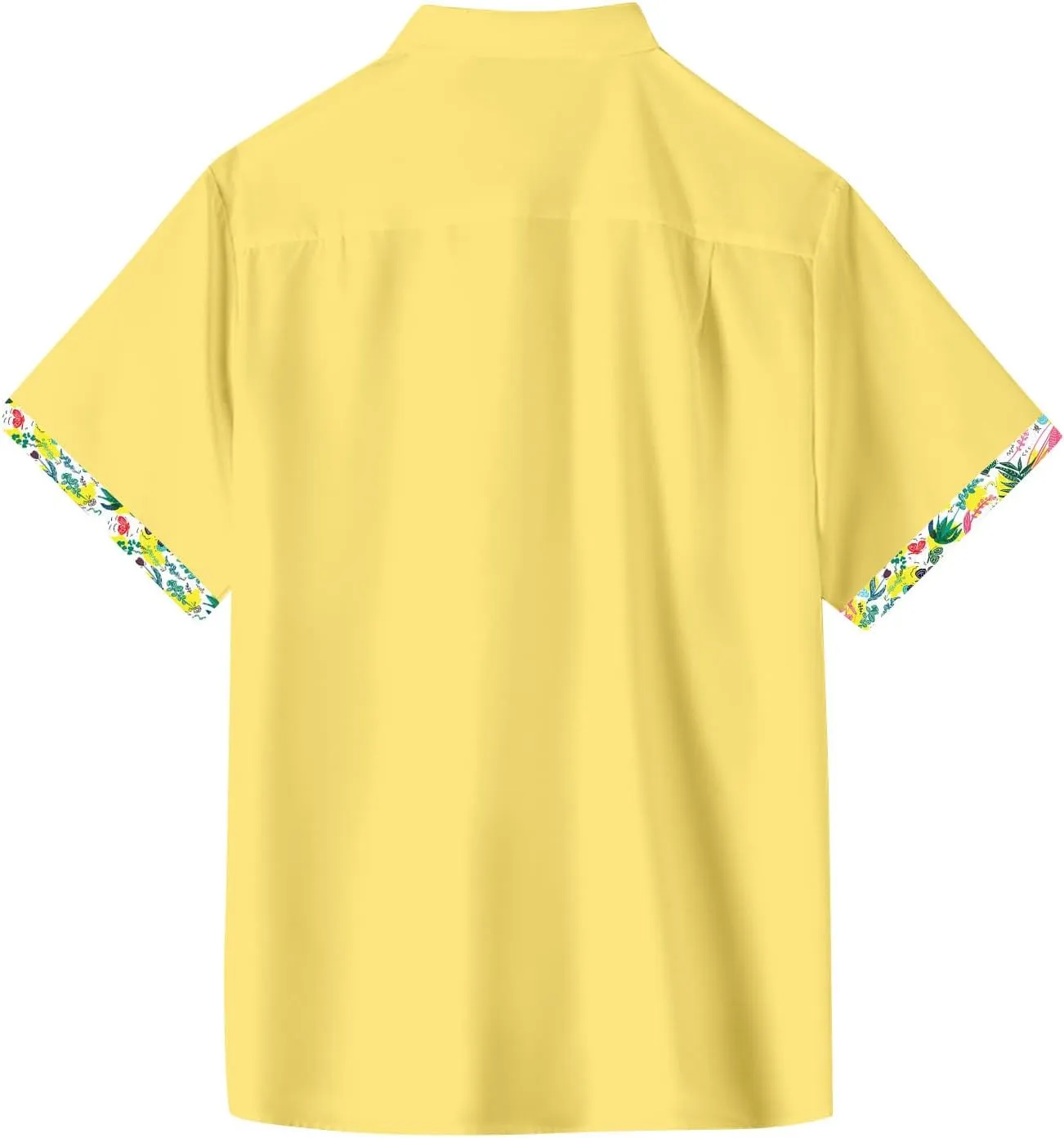 Hawaiian Shirt for Men Stretch V Neck Aloha Shirts Button Down Short Sleeve Blouse Tropical Blouses with Pocket