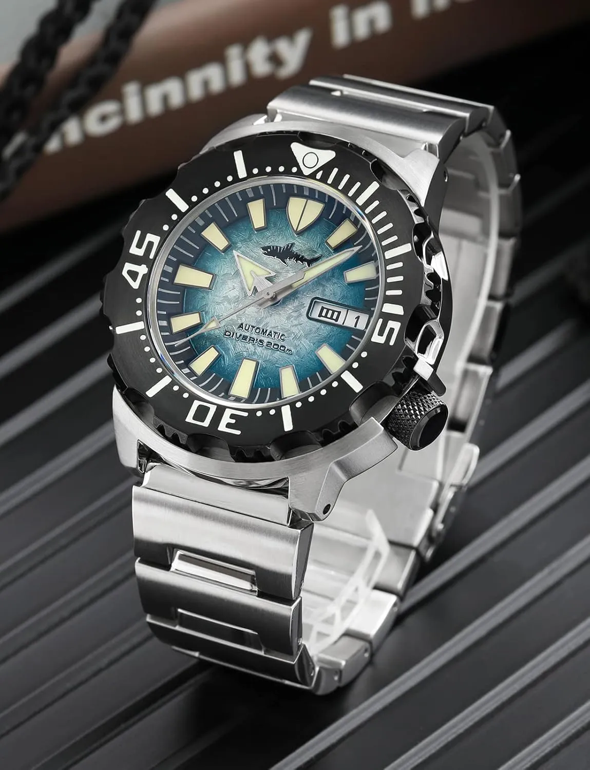 Heimdallr Watches for Men, NH36A Automatic Wristwatch 200M Diving Watch Sapphire Crystal Luminous Mens Watch with 316L Stainless Steel Bracelet V2 Version