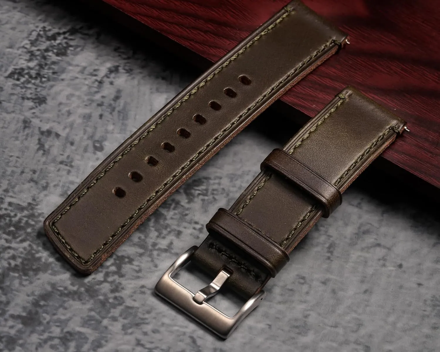 hemsut h Leather Watch Bands for Men, Horween Quick Release Leather Watch Strap Vintage Watch Replacement Wrap of 18mm, 20mm, 22mm