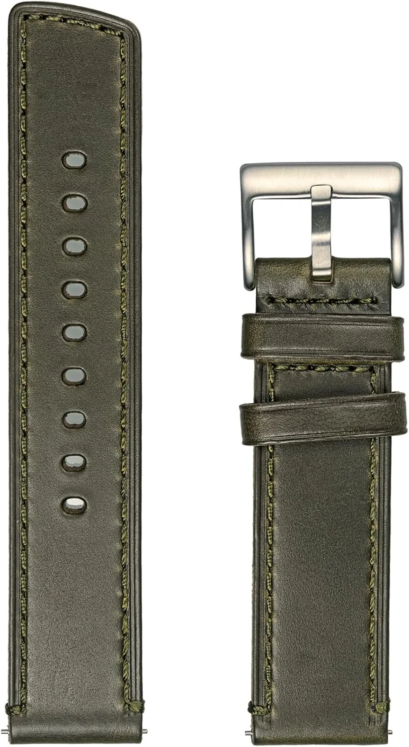 hemsut h Leather Watch Bands for Men, Horween Quick Release Leather Watch Strap Vintage Watch Replacement Wrap of 18mm, 20mm, 22mm