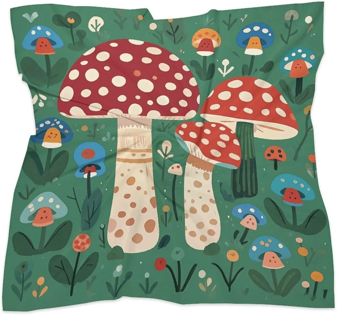 Hippie Mushroom Head Scarf Like Silk Scarf Lightweight Fashion Satin Hair Bandanas for Women Boho Headscarf Hair Wrap Bandana Headband Handkerchief Silk Scarves for Bag Purse Neck 18 Inch