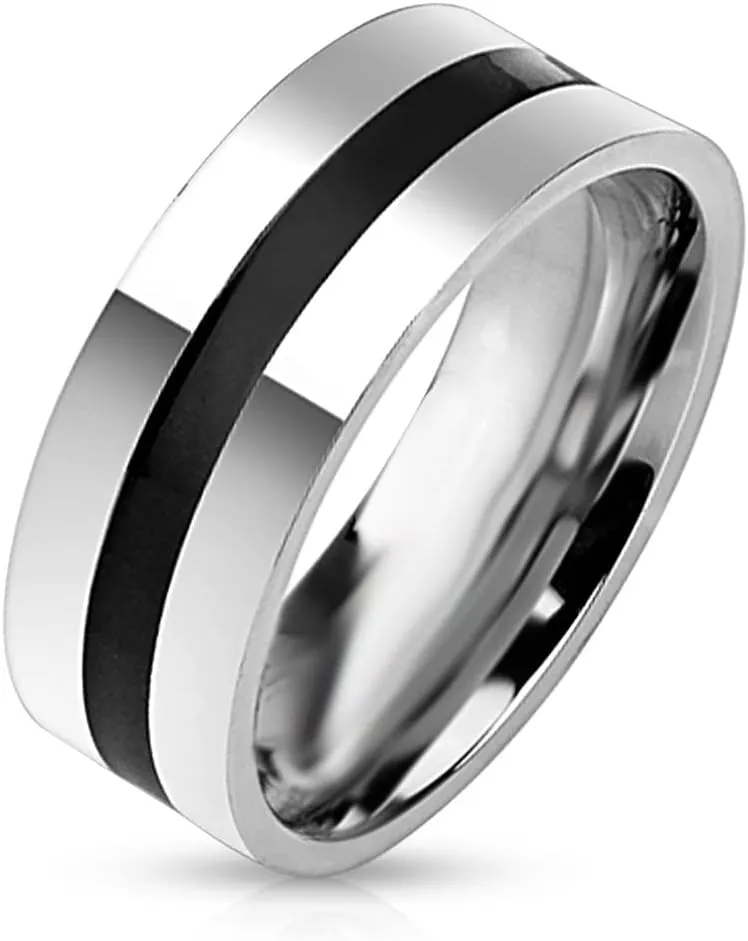 His and Her Black Wedding Ring Set Matching Couples Rings for Women and Men Him Her