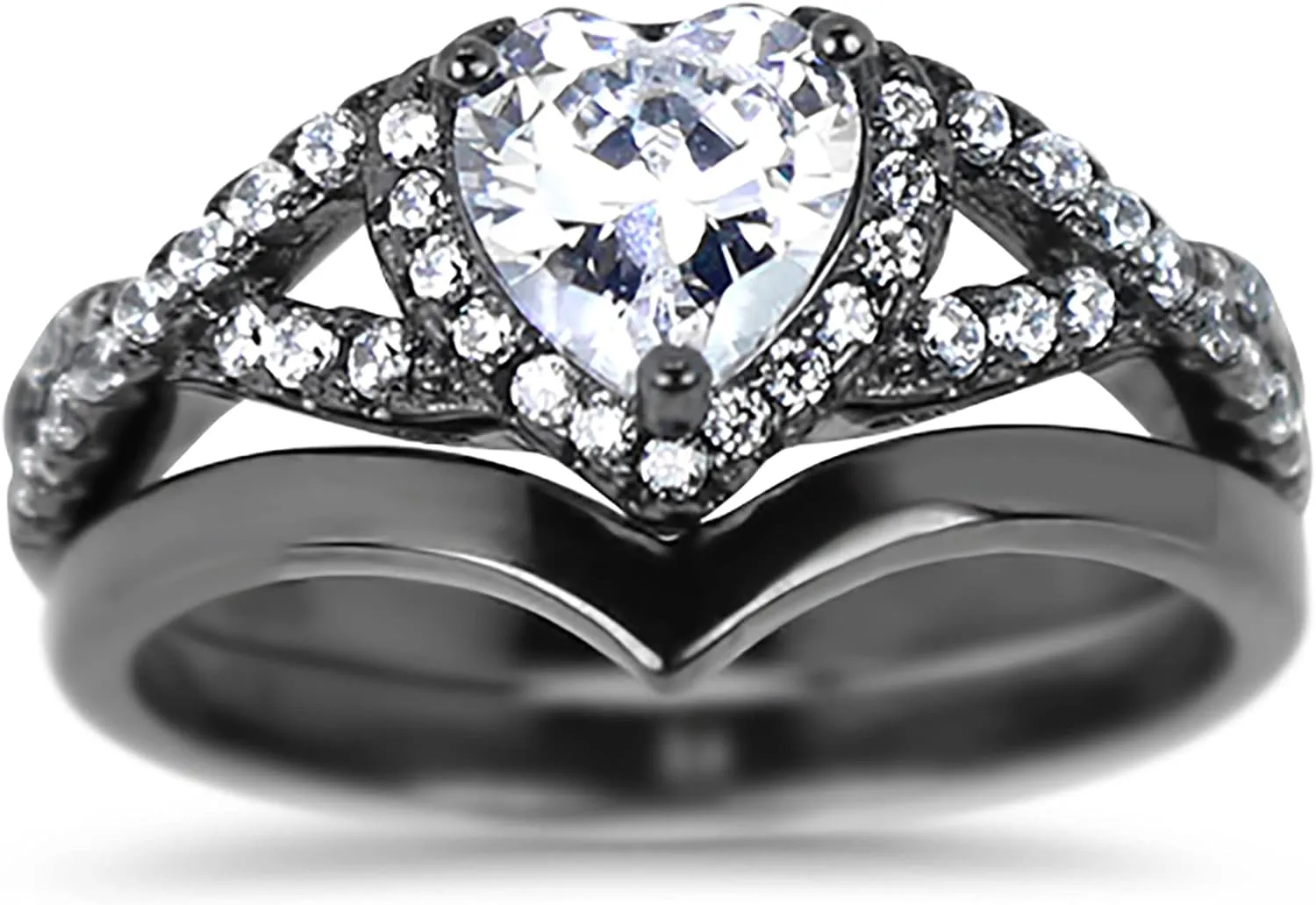 His and Her Black Wedding Ring Set Matching Couples Rings for Women and Men Him Her