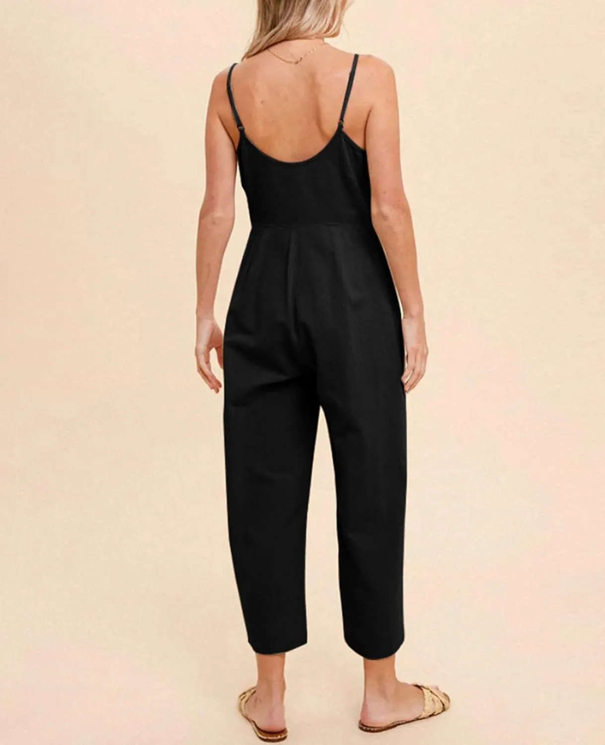 HOTIAN Womens Linen Cotton Overalls Straps Jumpsuits Casual Loose Jumpers 2025 Baggy Rompers