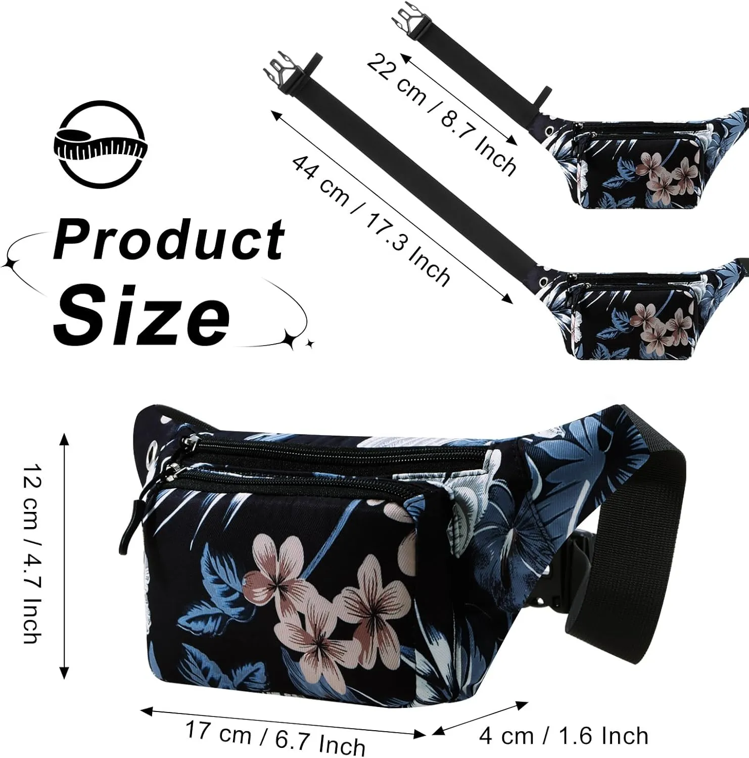 HUA ANGEL Fanny Pack for Women & Men - Crossbody Waist Bag Lightweight Belt Bum Bag for Sports, Travel, Hiking, Everyday Use