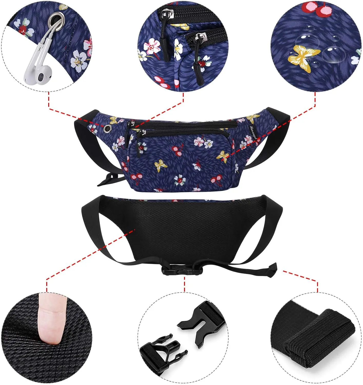 HUA ANGEL Fanny Pack for Women & Men - Crossbody Waist Bag Lightweight Belt Bum Bag for Sports, Travel, Hiking, Everyday Use