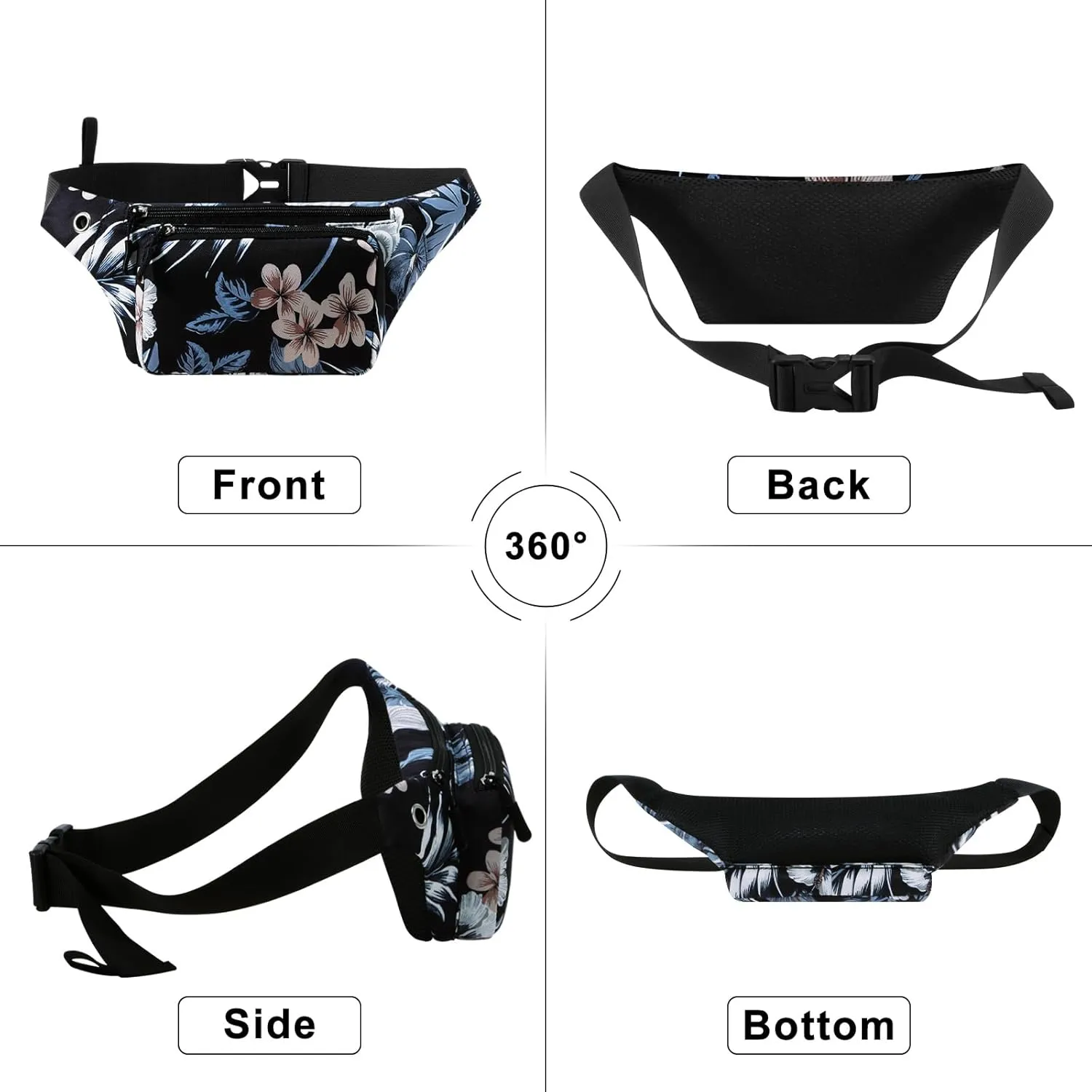 HUA ANGEL Fanny Pack for Women & Men - Crossbody Waist Bag Lightweight Belt Bum Bag for Sports, Travel, Hiking, Everyday Use