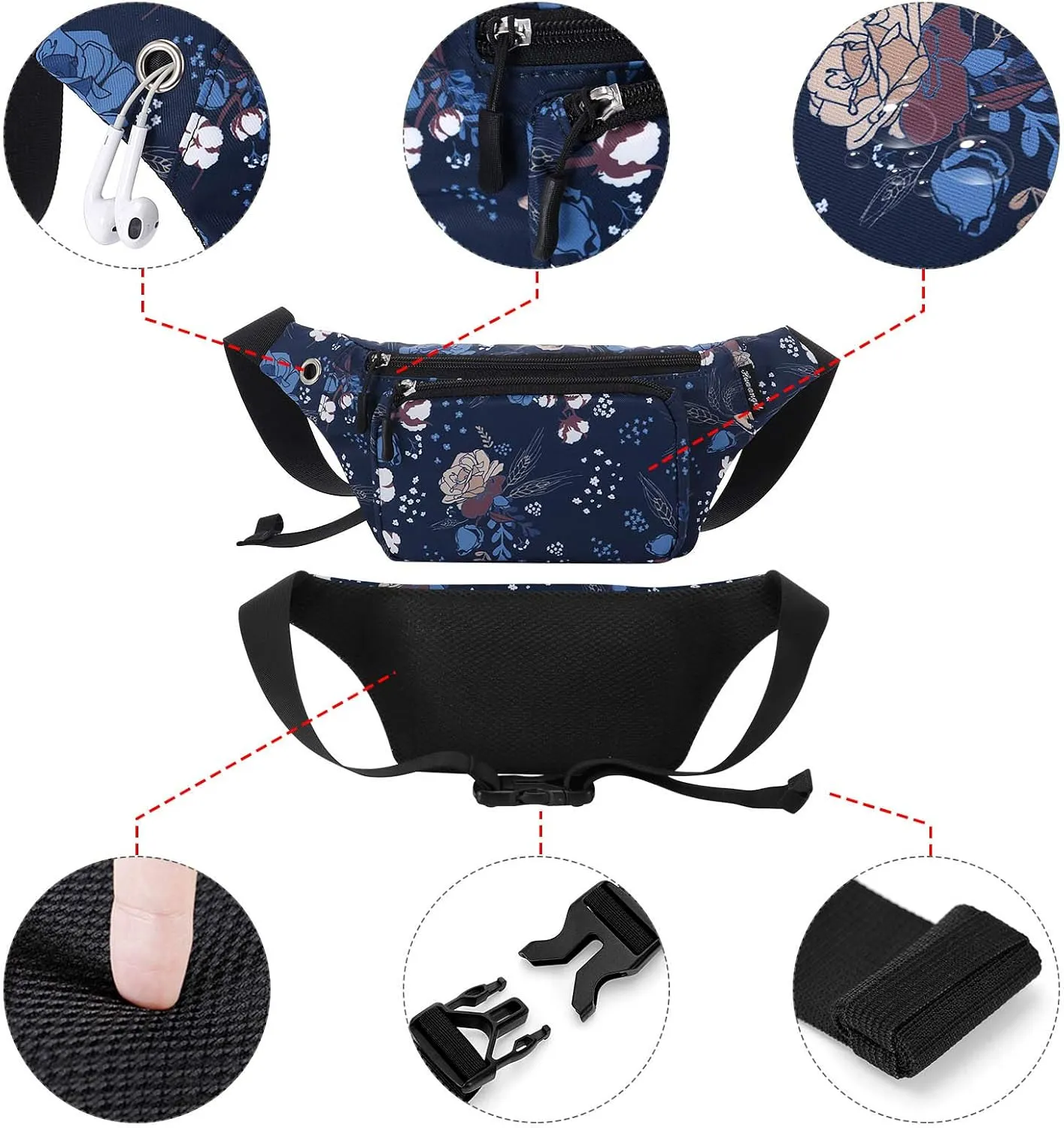 HUA ANGEL Fanny Pack for Women & Men - Crossbody Waist Bag Lightweight Belt Bum Bag for Sports, Travel, Hiking, Everyday Use