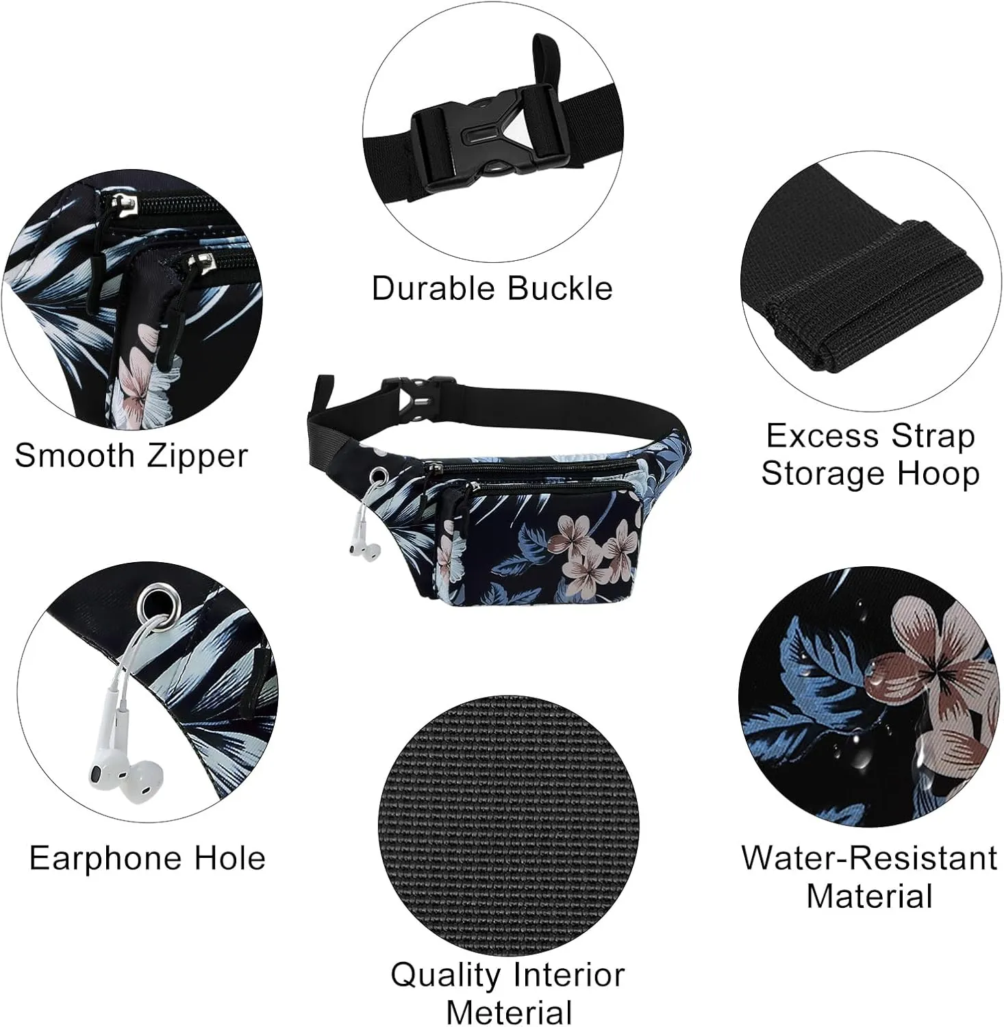 HUA ANGEL Fanny Pack for Women & Men - Crossbody Waist Bag Lightweight Belt Bum Bag for Sports, Travel, Hiking, Everyday Use