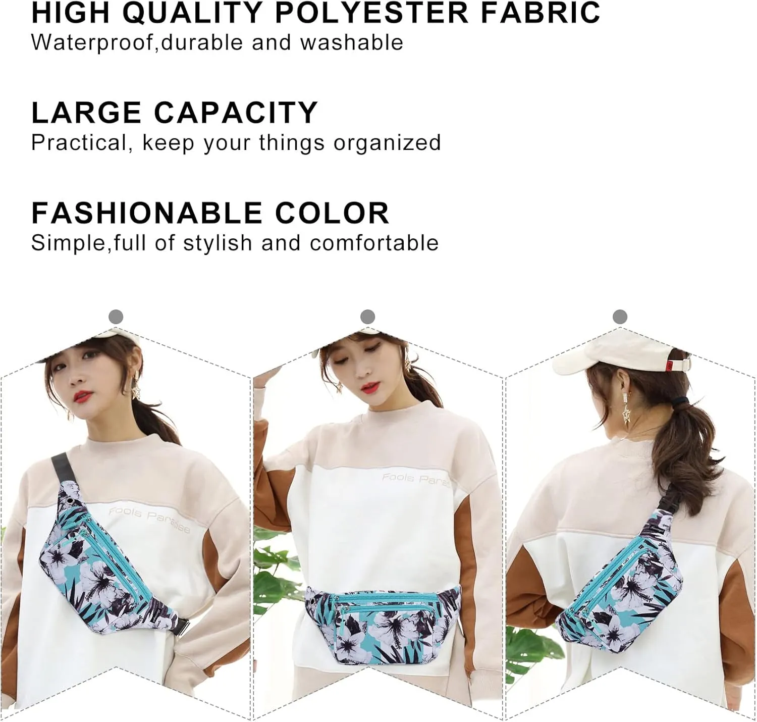 HUA ANGEL Fanny Pack for Women & Men - Crossbody Waist Bag Lightweight Belt Bum Bag for Sports, Travel, Hiking, Everyday Use