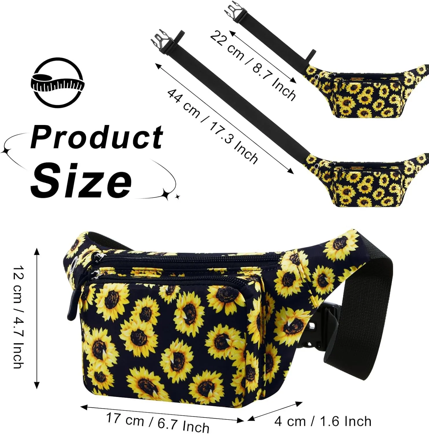 HUA ANGEL Fanny Pack for Women & Men - Crossbody Waist Bag Lightweight Belt Bum Bag for Sports, Travel, Hiking, Everyday Use