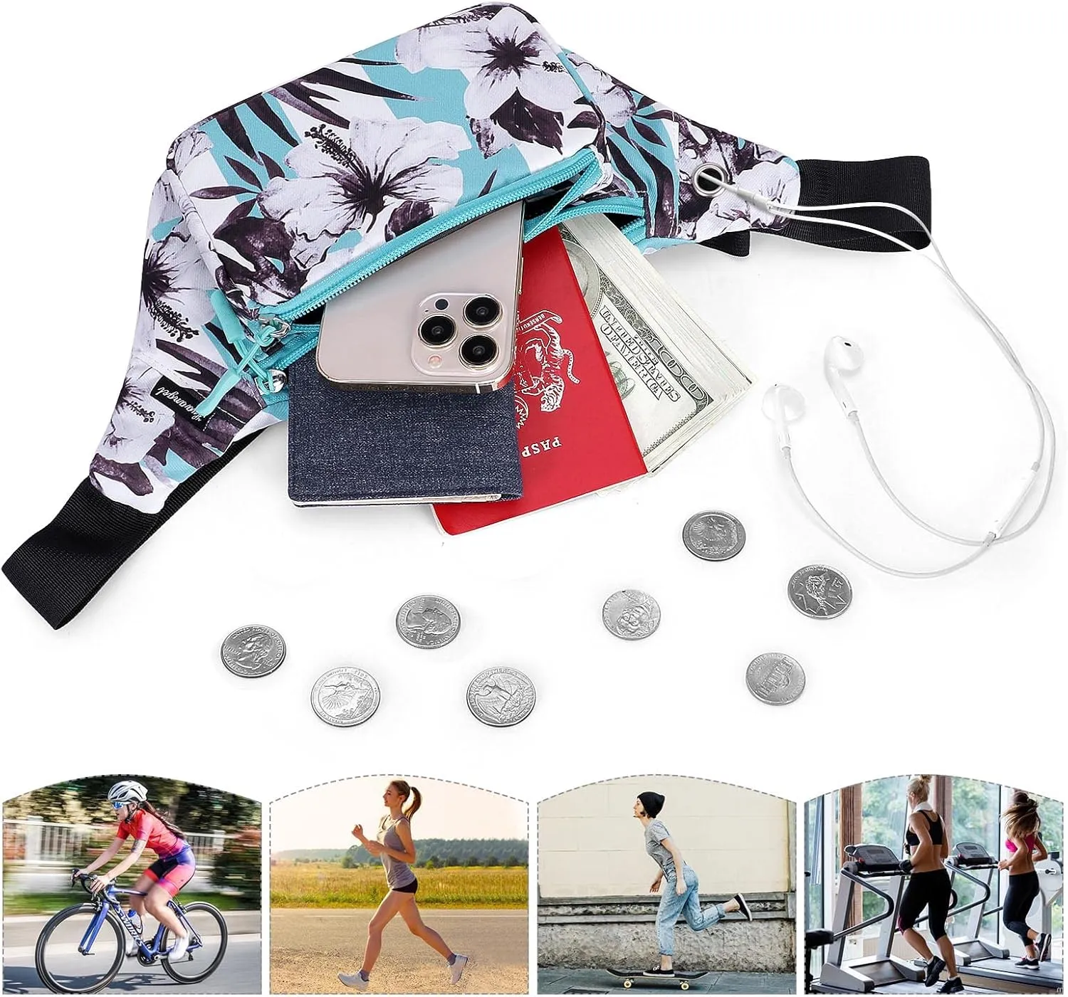 HUA ANGEL Fanny Pack for Women & Men - Crossbody Waist Bag Lightweight Belt Bum Bag for Sports, Travel, Hiking, Everyday Use
