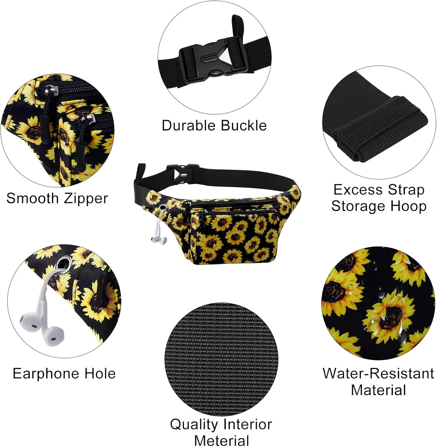 HUA ANGEL Fanny Pack for Women & Men - Crossbody Waist Bag Lightweight Belt Bum Bag for Sports, Travel, Hiking, Everyday Use