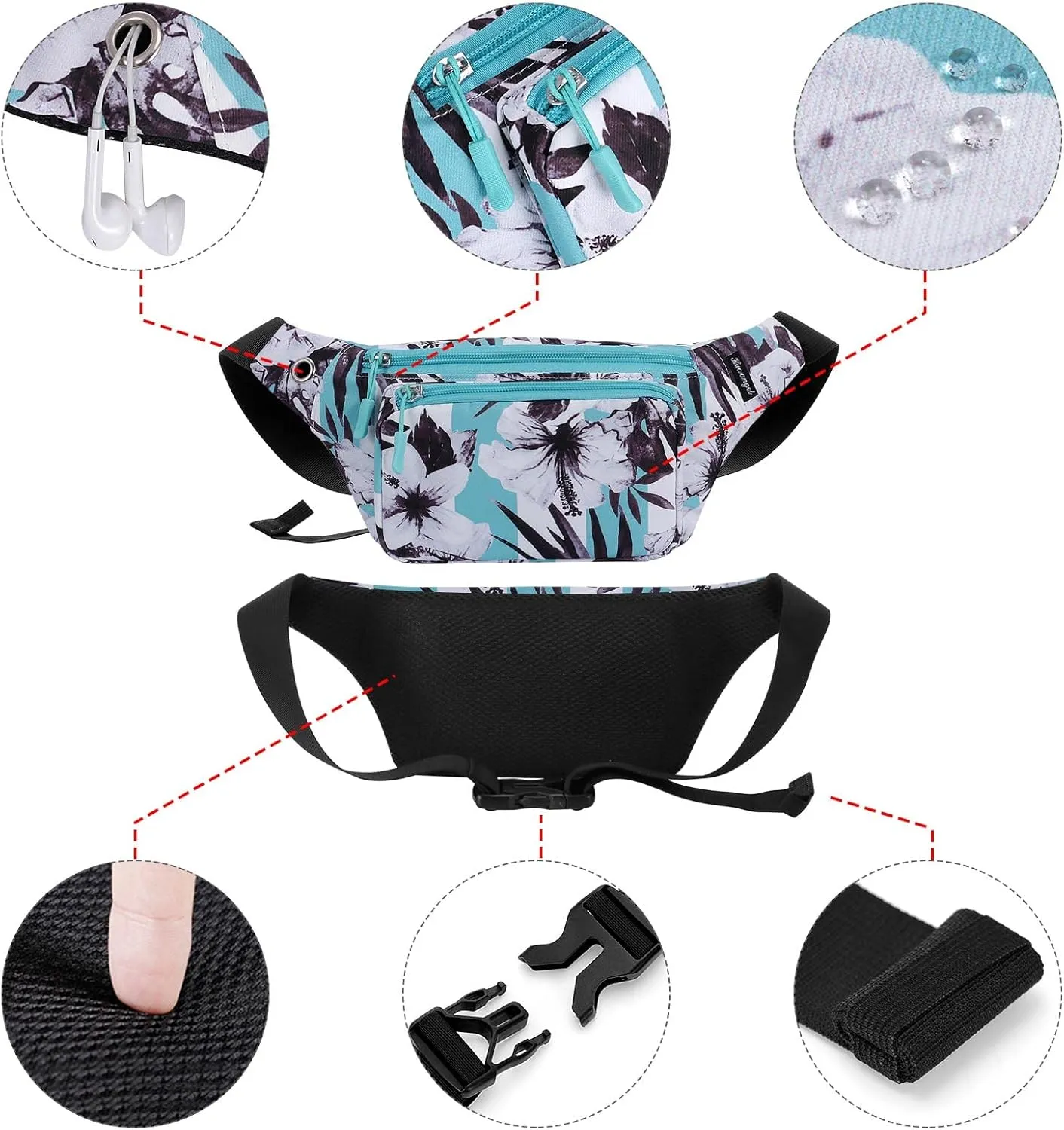 HUA ANGEL Fanny Pack for Women & Men - Crossbody Waist Bag Lightweight Belt Bum Bag for Sports, Travel, Hiking, Everyday Use