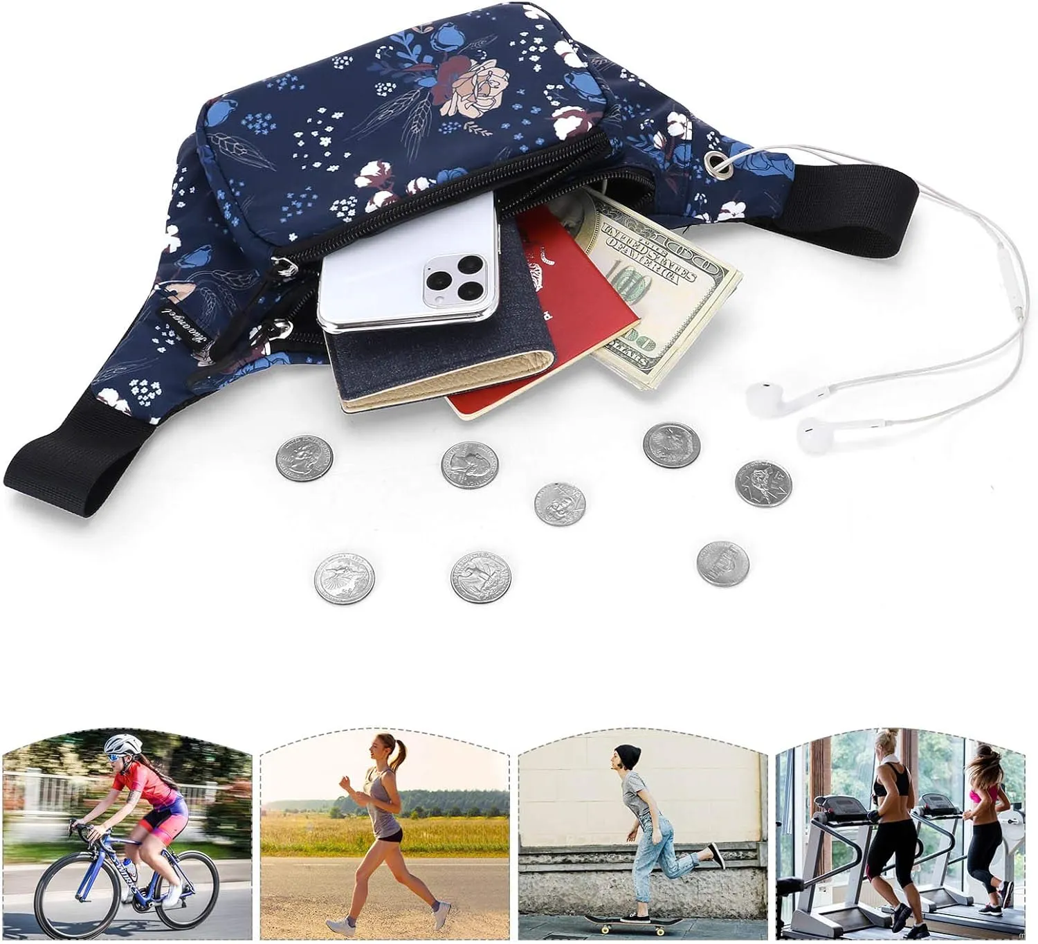 HUA ANGEL Fanny Pack for Women & Men - Crossbody Waist Bag Lightweight Belt Bum Bag for Sports, Travel, Hiking, Everyday Use