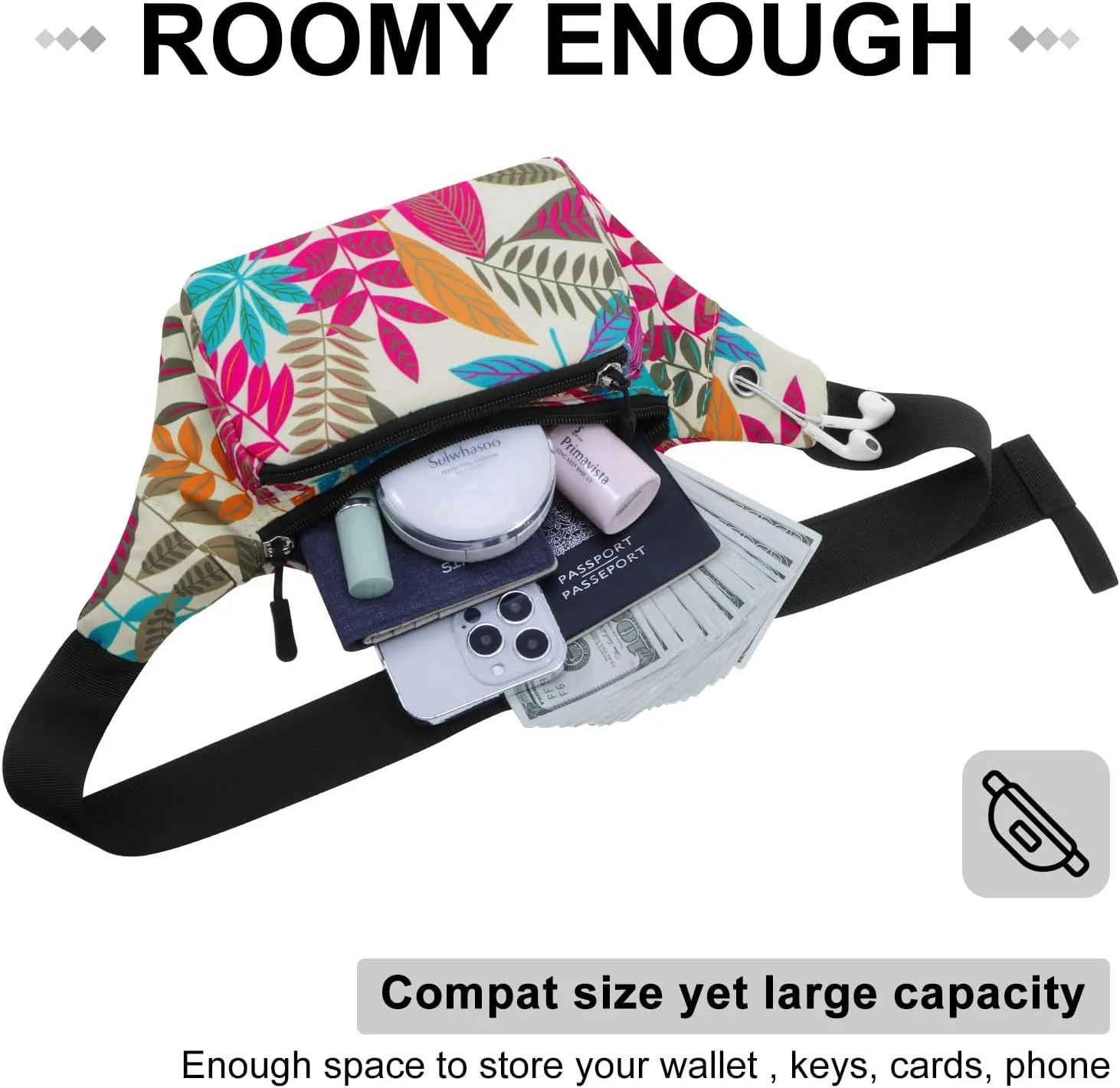 HUA ANGEL Fanny Pack for Women & Men - Crossbody Waist Bag Lightweight Belt Bum Bag for Sports, Travel, Hiking, Everyday Use