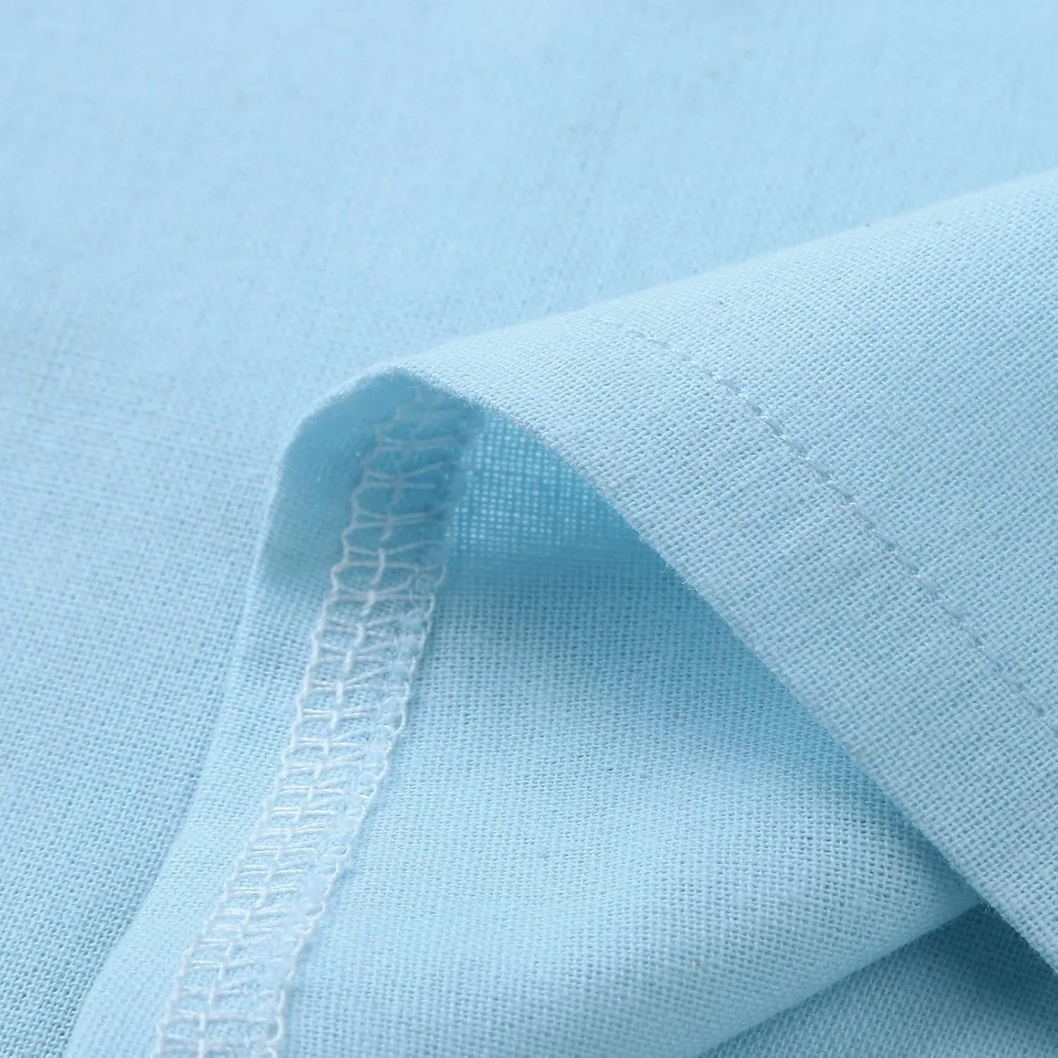 HUANLE Mens Casual Solid Double Pocket Short Sleeve Shirts Linen Button Turn-Down Tees Spread Lapel Collar Plain Shirts