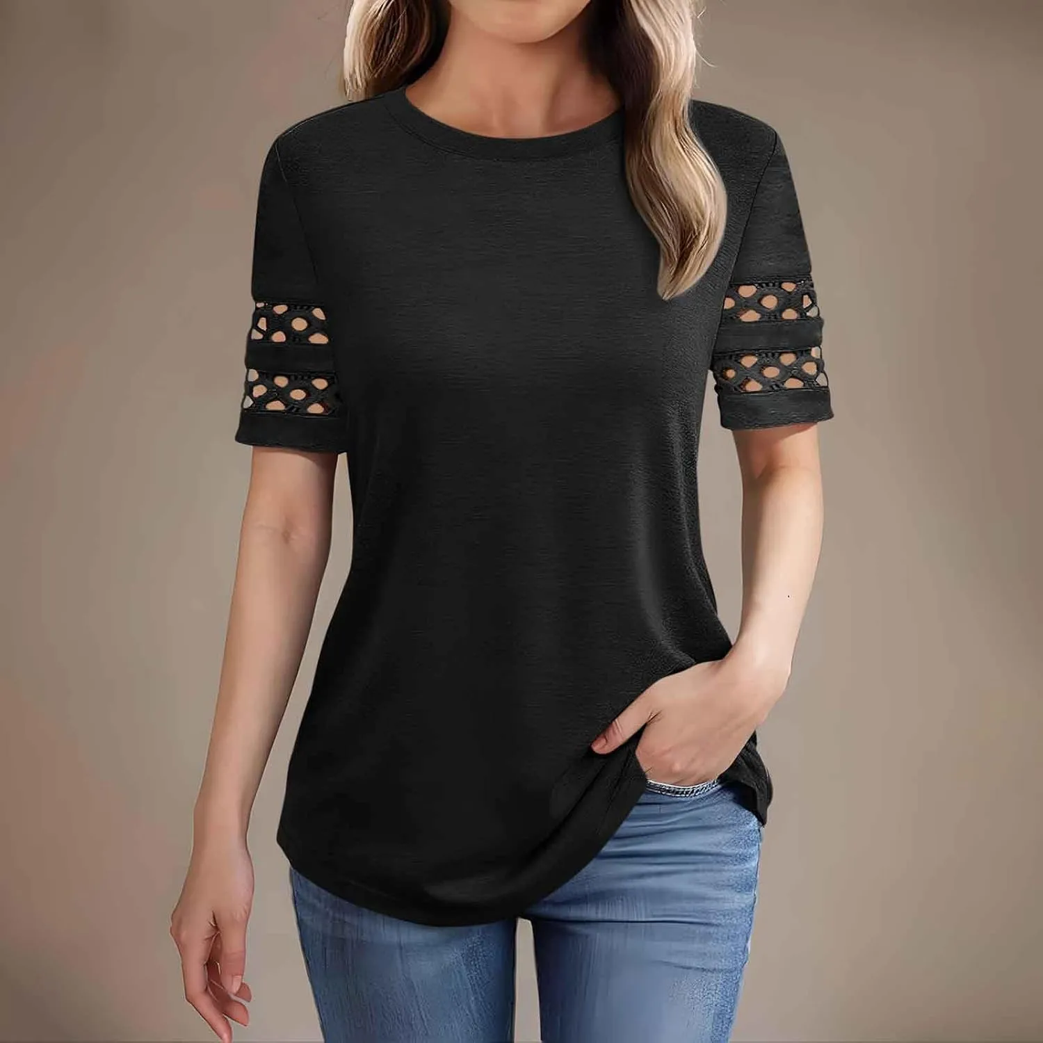 Hvyesh Womens Loose Fit Tshirts Short Sleeve Summer Tunic Tops for Women Trendy 2025 Comfy and Soft Tees