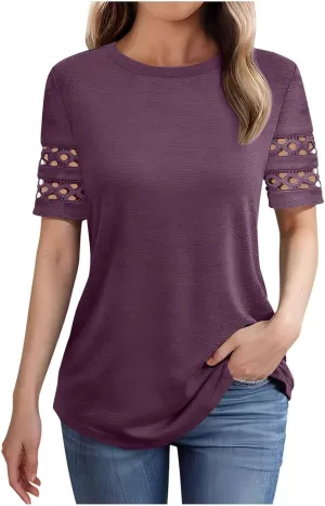 Hvyesh Womens Loose Fit Tshirts Short Sleeve Summer Tunic Tops for Women Trendy 2025 Comfy and Soft Tees