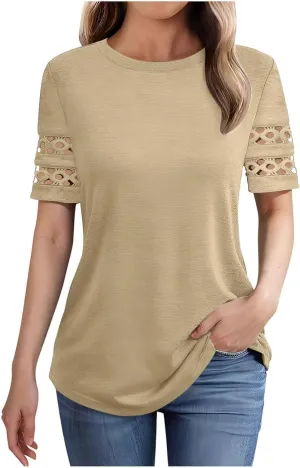 Hvyesh Womens Loose Fit Tshirts Short Sleeve Summer Tunic Tops for Women Trendy 2025 Comfy and Soft Tees