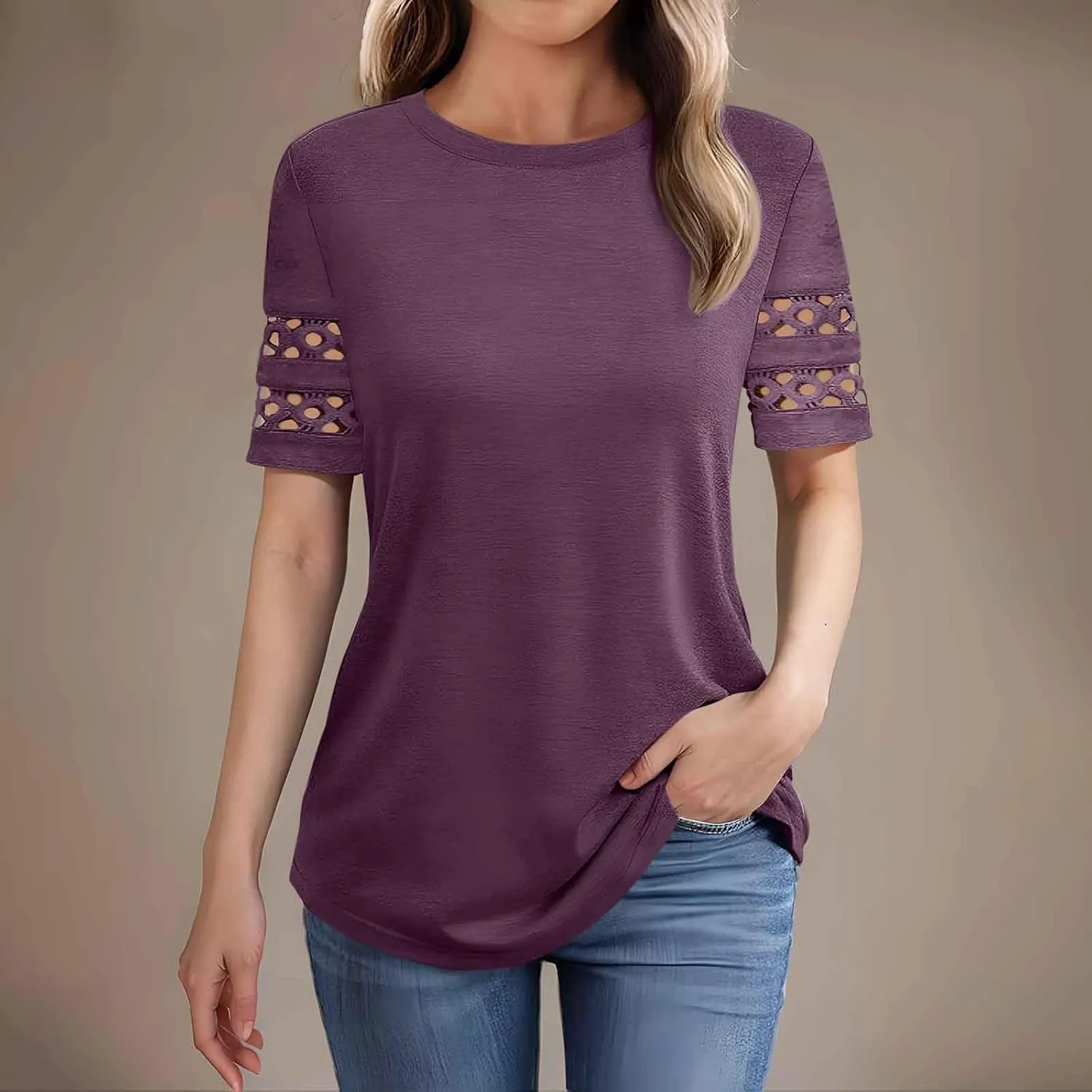 Hvyesh Womens Loose Fit Tshirts Short Sleeve Summer Tunic Tops for Women Trendy 2025 Comfy and Soft Tees