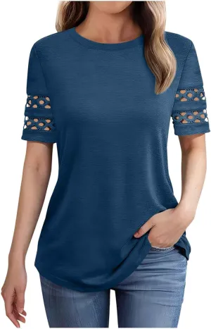 Hvyesh Womens Loose Fit Tshirts Short Sleeve Summer Tunic Tops for Women Trendy 2025 Comfy and Soft Tees