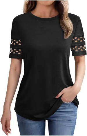 Hvyesh Womens Loose Fit Tshirts Short Sleeve Summer Tunic Tops for Women Trendy 2025 Comfy and Soft Tees