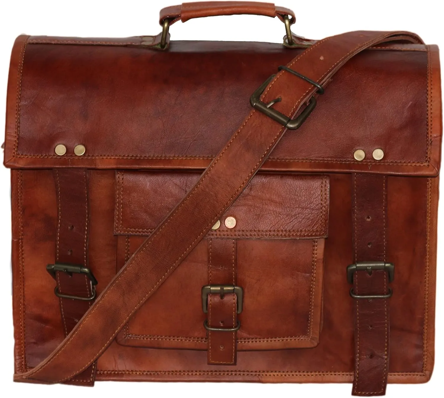 jaald 15" Men's Genuine Leather Messenger College MacBook Laptop Satchel Briefcase Bag