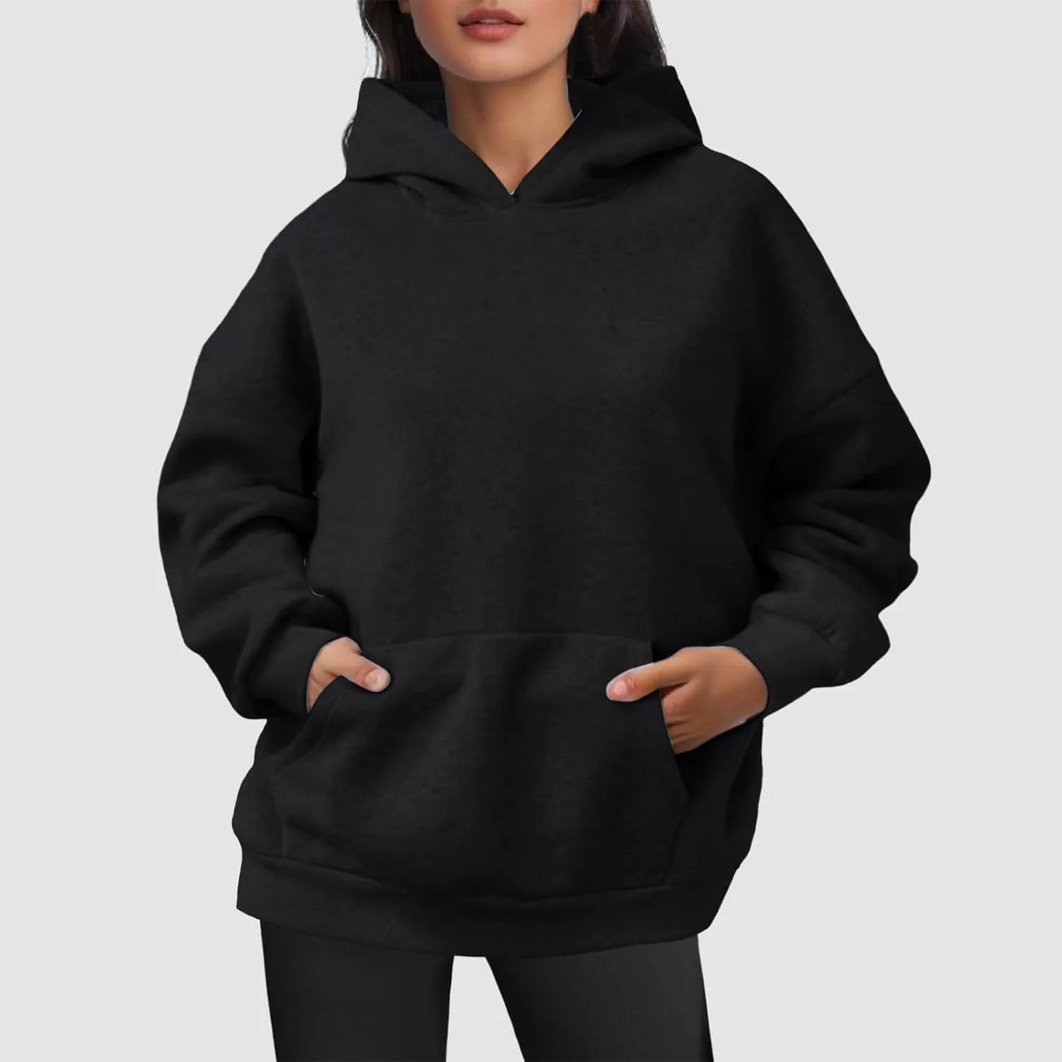 JiXiang Pink Hoodie Womens Oversized Hoodies Fleece Sweatshirts Long Sleeve Sweaters Pullover Fall Clothes with Pocket