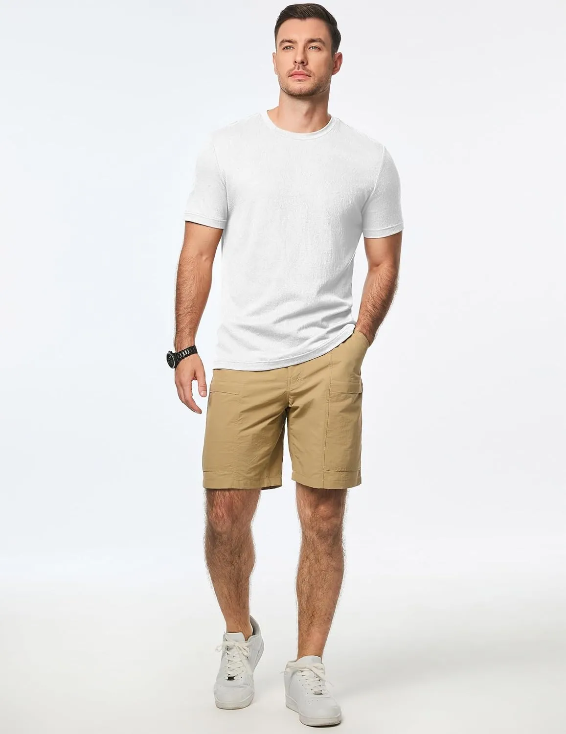 JMIERR Mens T-Shirt Short Sleeve Muscle Textured Knit Crewneck Slim T Shirt Gym Workout Athletic Tee Shirts