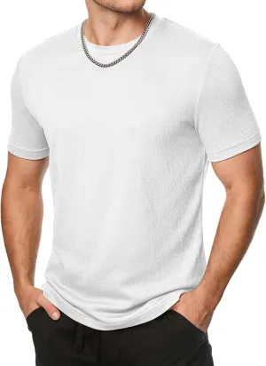 JMIERR Mens T-Shirt Short Sleeve Muscle Textured Knit Crewneck Slim T Shirt Gym Workout Athletic Tee Shirts