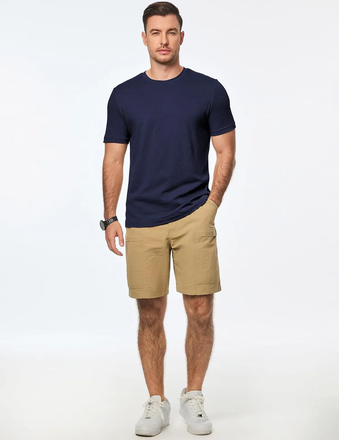 JMIERR Mens T-Shirt Short Sleeve Muscle Textured Knit Crewneck Slim T Shirt Gym Workout Athletic Tee Shirts