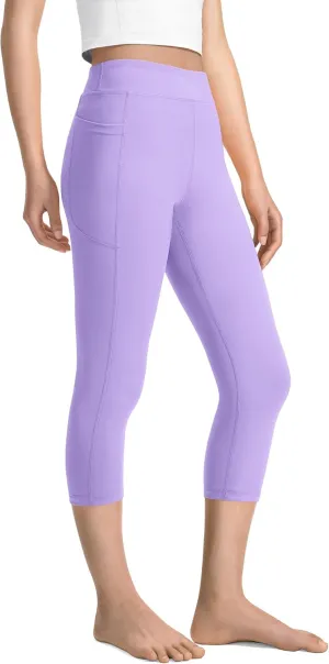 JOCMIC Girls Capri Leggings High Waisted Athletic Leggings with Pockets for Kids Dance Gymnastics Running