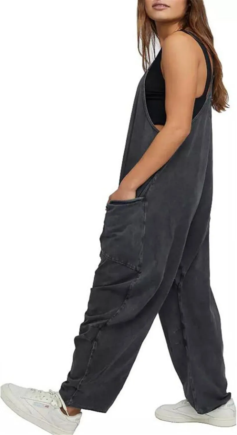 Jumpsuits for Women Casual Loose Sleeveless Jumpsuits Spaghetti Strap Harem Long Pants Romper Overalls with Pockets