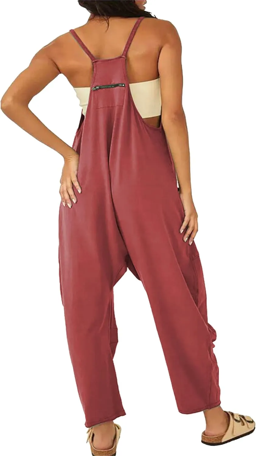 Jumpsuits for Women Casual Loose Sleeveless Jumpsuits Spaghetti Strap Harem Long Pants Romper Overalls with Pockets