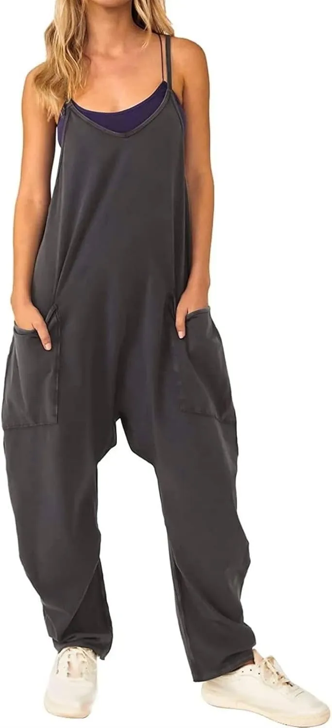 Jumpsuits for Women Casual Loose Sleeveless Jumpsuits Spaghetti Strap Harem Long Pants Romper Overalls with Pockets