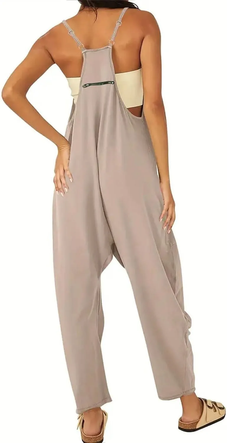 Jumpsuits for Women Casual Loose Sleeveless Jumpsuits Spaghetti Strap Harem Long Pants Romper Overalls with Pockets