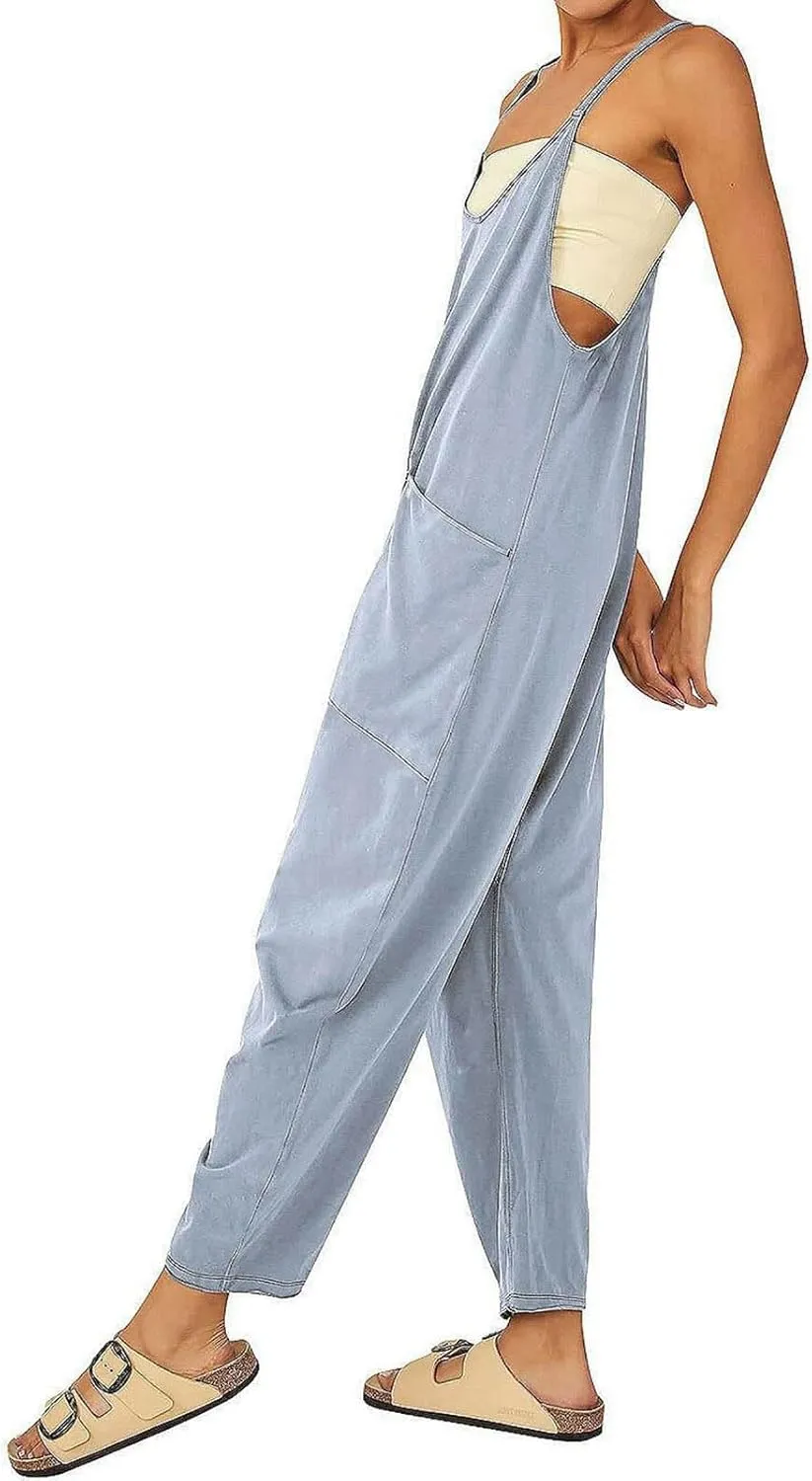 Jumpsuits for Women Casual Loose Sleeveless Jumpsuits Spaghetti Strap Harem Long Pants Romper Overalls with Pockets