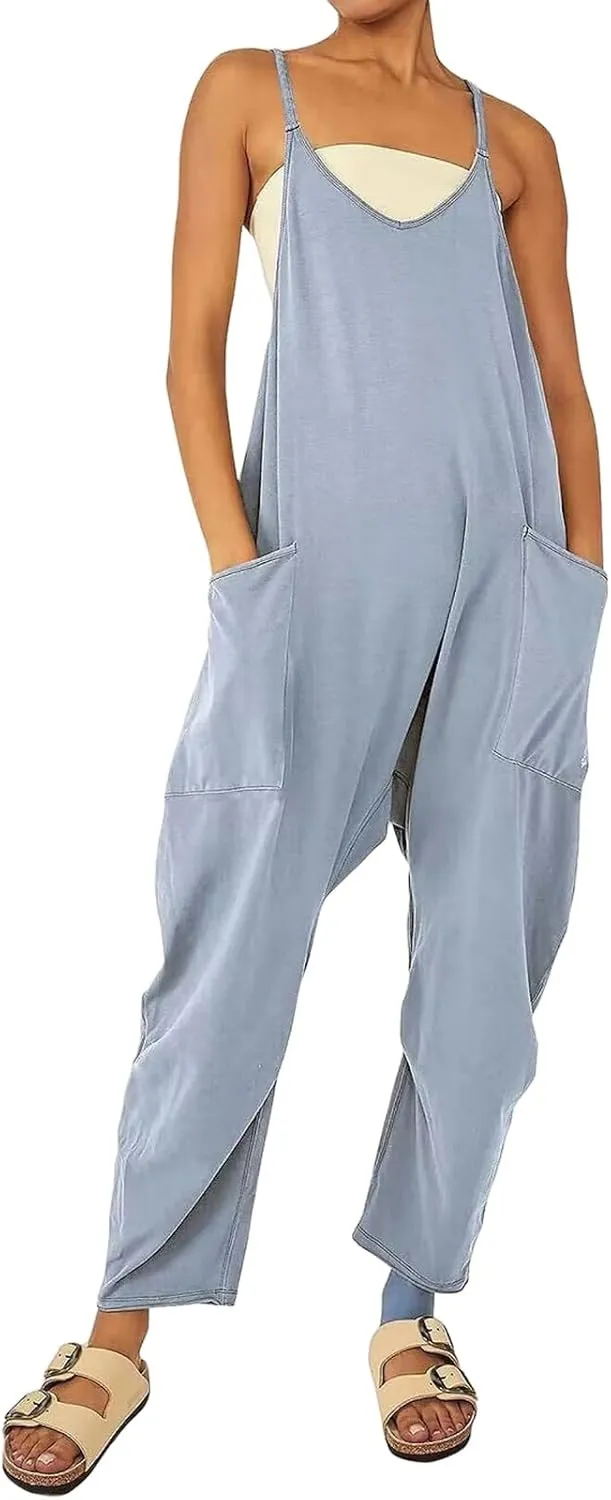 Jumpsuits for Women Casual Loose Sleeveless Jumpsuits Spaghetti Strap Harem Long Pants Romper Overalls with Pockets