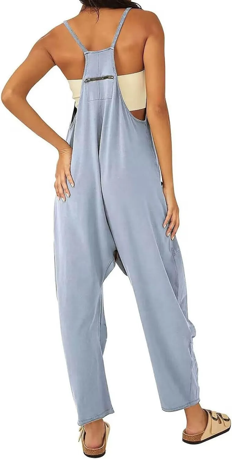 Jumpsuits for Women Casual Loose Sleeveless Jumpsuits Spaghetti Strap Harem Long Pants Romper Overalls with Pockets