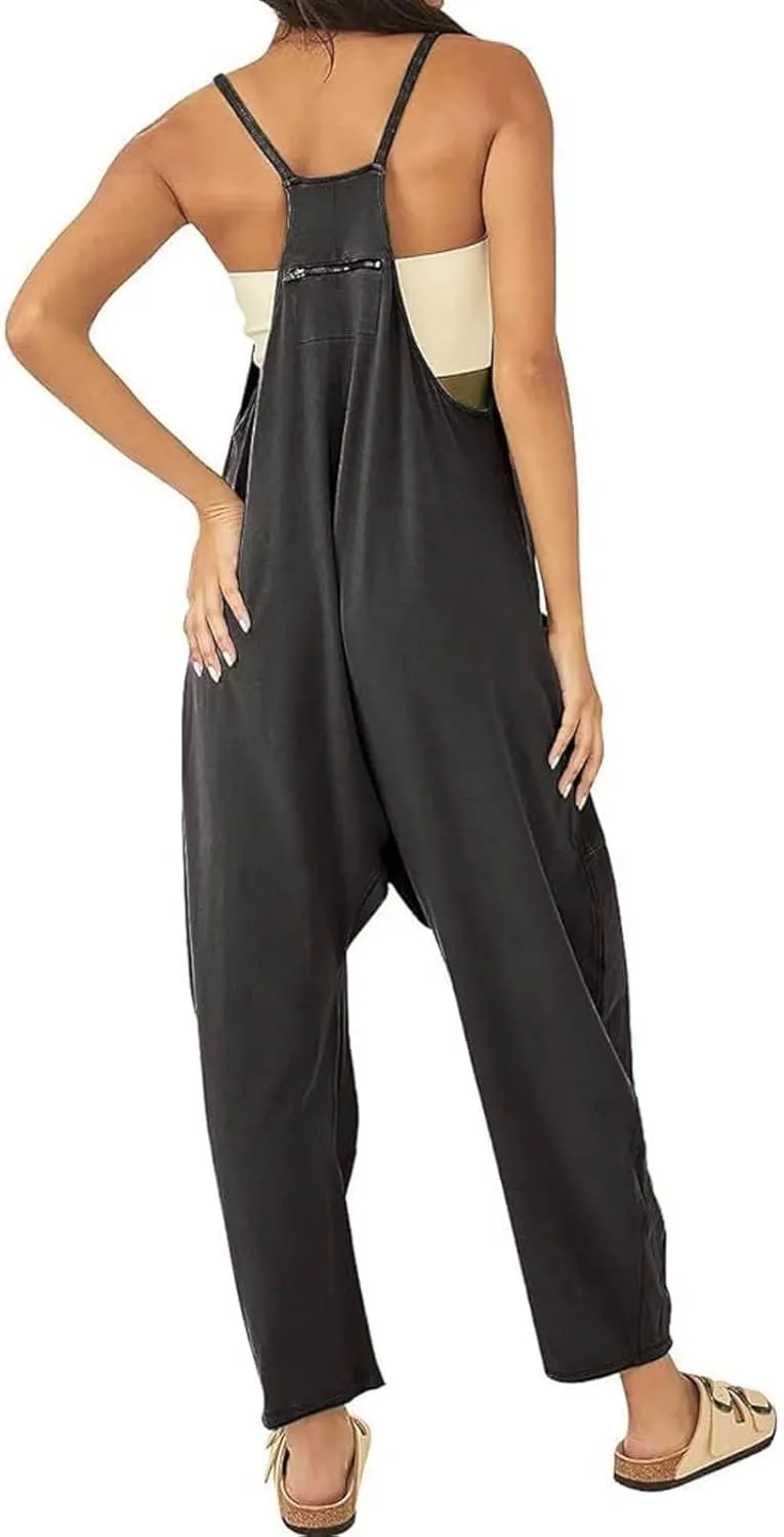 Jumpsuits for Women Casual Loose Sleeveless Jumpsuits Spaghetti Strap Harem Long Pants Romper Overalls with Pockets