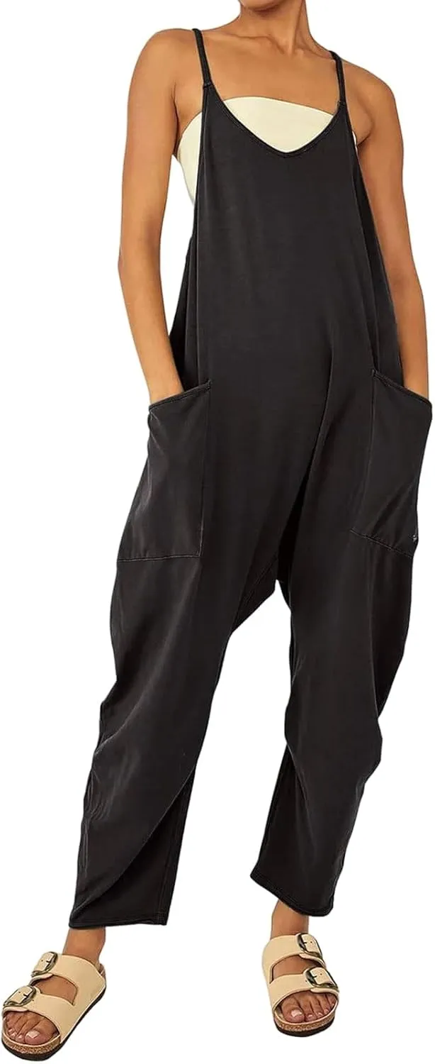 Jumpsuits for Women Casual Loose Sleeveless Jumpsuits Spaghetti Strap Harem Long Pants Romper Overalls with Pockets