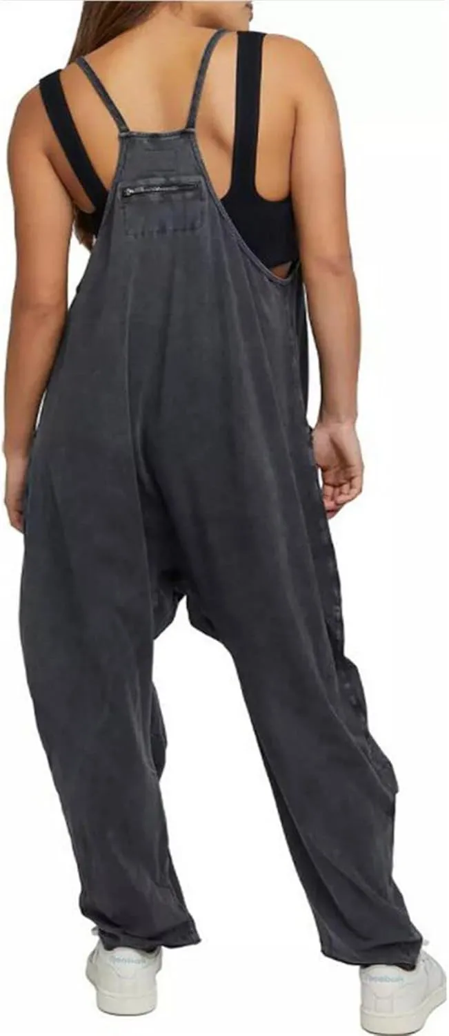 Jumpsuits for Women Casual Loose Sleeveless Jumpsuits Spaghetti Strap Harem Long Pants Romper Overalls with Pockets