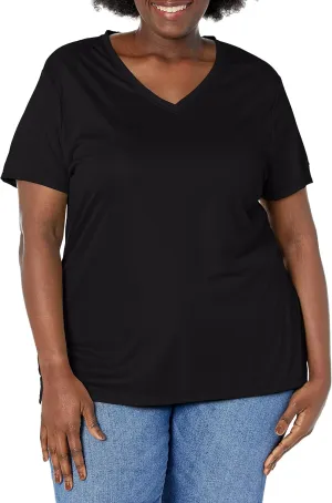 Just My Size Women's Plus-Size Cooldri s/V-Neck, Black, 3X