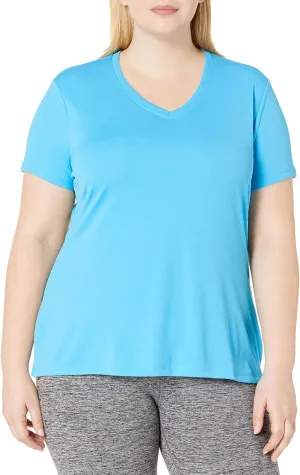Just My Size Women's Plus-Size Cooldri s/V-Neck, Process Blue, 3X