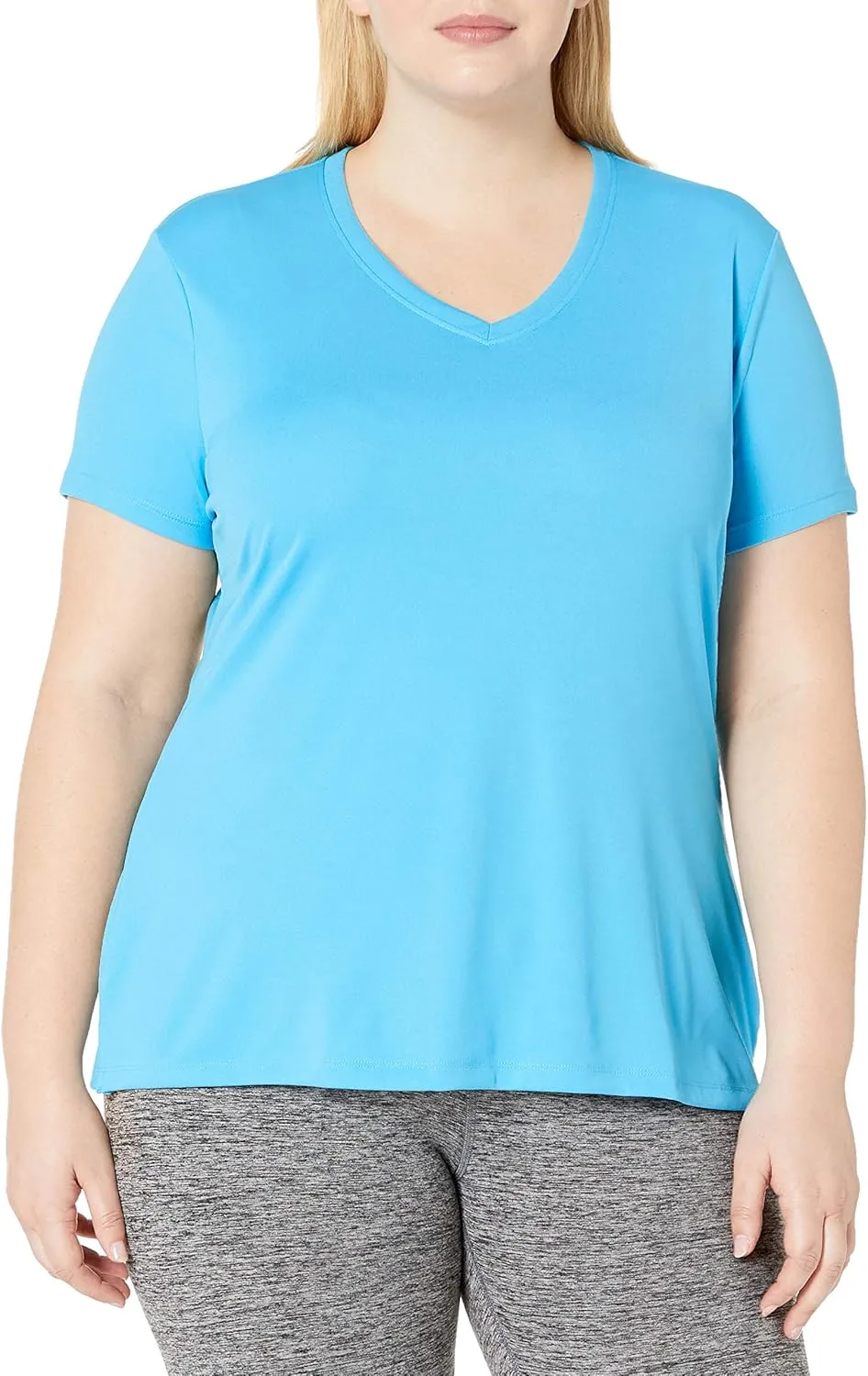Just My Size Women's Plus-Size Cooldri s/V-Neck, Process Blue, 3X
