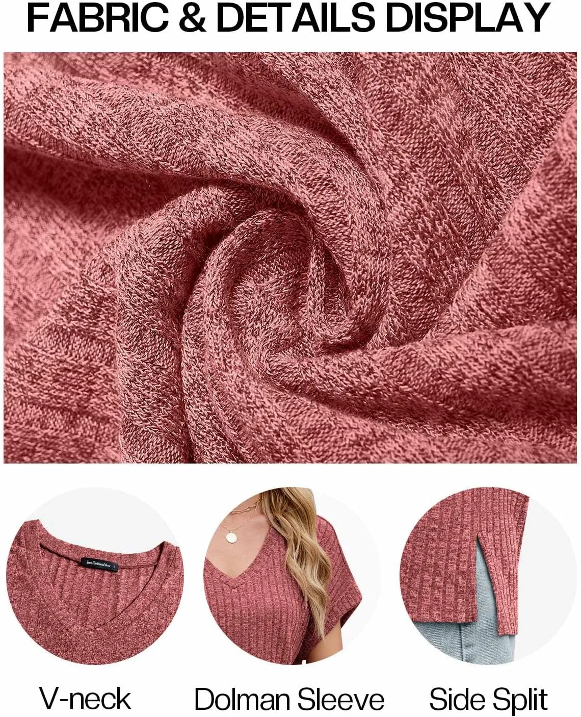 JUSTFASHIONNOW Summer Tops for Women 2025 V Neck Short Sleeve Shirts Trendy Side Split Basic Tees Dressy Casual Outfits