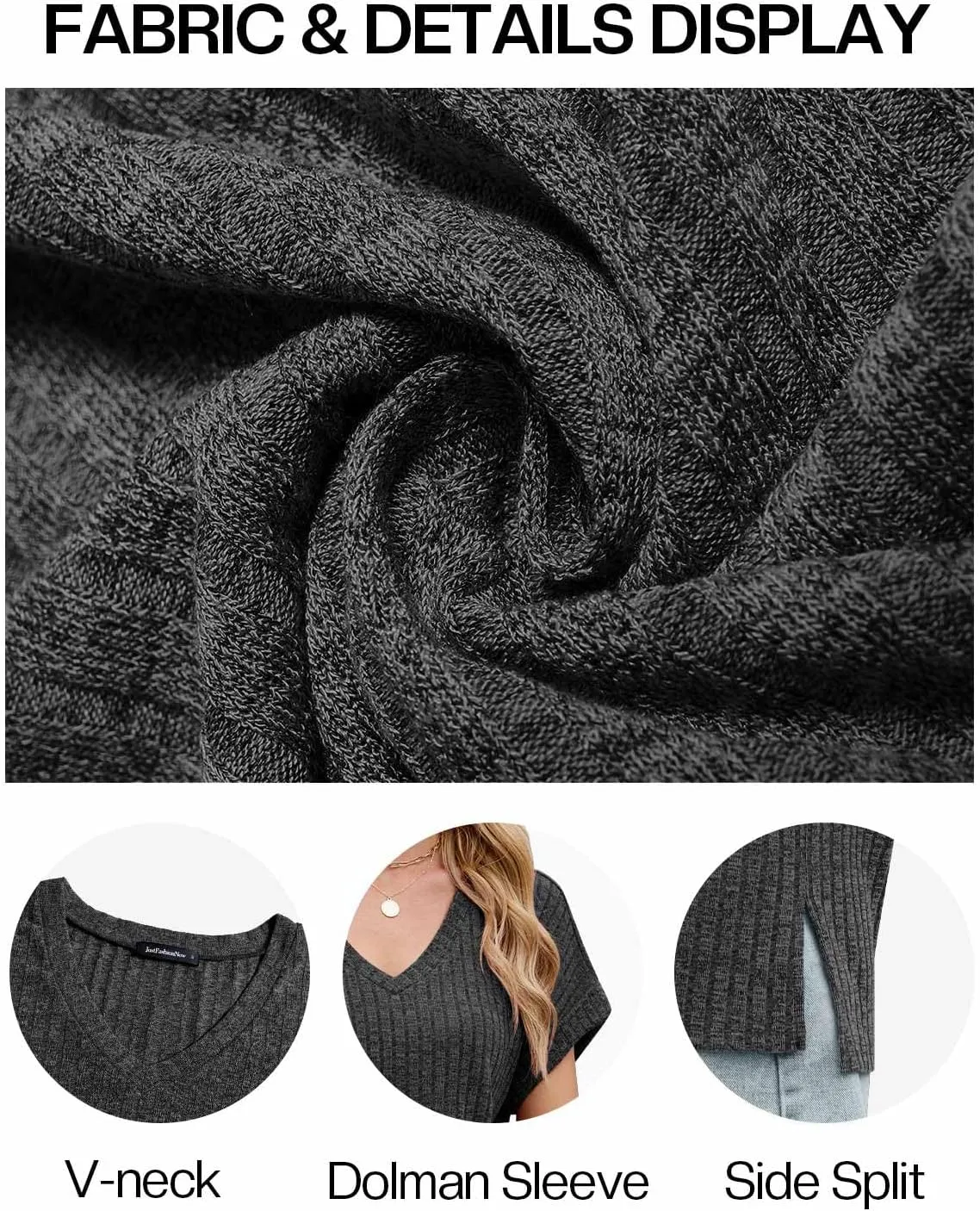 JUSTFASHIONNOW Summer Tops for Women 2025 V Neck Short Sleeve Shirts Trendy Side Split Basic Tees Dressy Casual Outfits