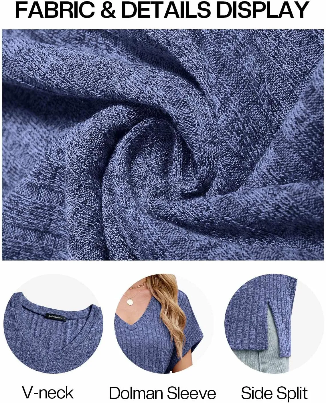 JUSTFASHIONNOW Summer Tops for Women 2025 V Neck Short Sleeve Shirts Trendy Side Split Basic Tees Dressy Casual Outfits
