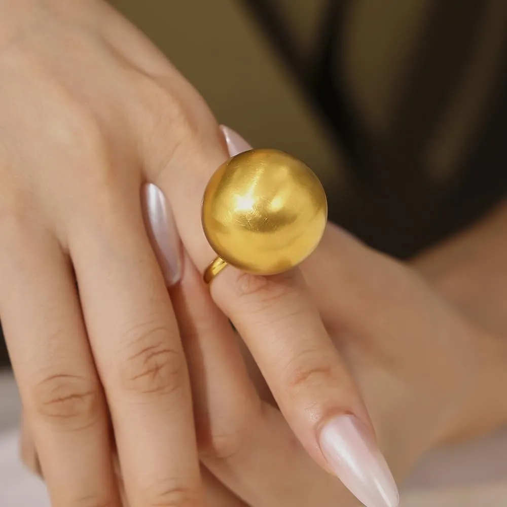 Kokoma Big Round Ball Statement Ring for Women Stainless Steel Exaggerated Chunky Ring Finger Rings Comfort Fit Geometric Unique Jewelry Christmas Party